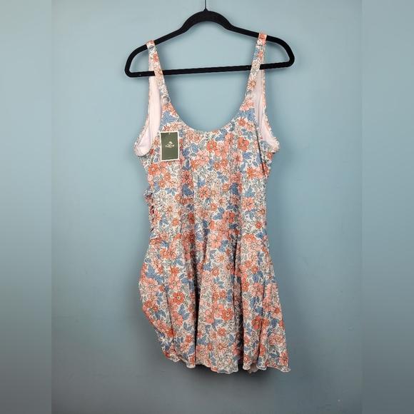 Eomenie One Piece Swimdress Swimsuits Tummy Control Orange Floral Print Size 22W - Picture 7 of 16
